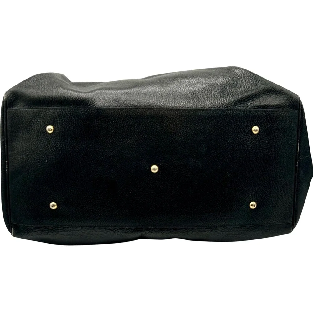 I‎ Santi Duffel Overnight Bag Leather Made In Italy Black Brown Top Handle EUC